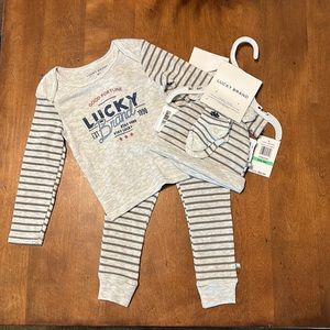 Lucky Brand 4 piece long sleeve, jogger pants, hat and socks set